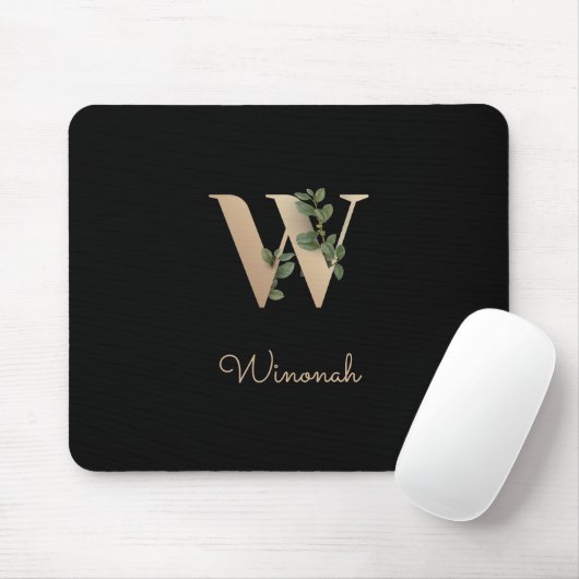 Eleganter Botanischer Monogramm-Brief W Mousepad (Mit Mouse)