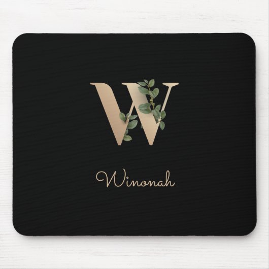 Eleganter Botanischer Monogramm-Brief W Mousepad (Vorne)