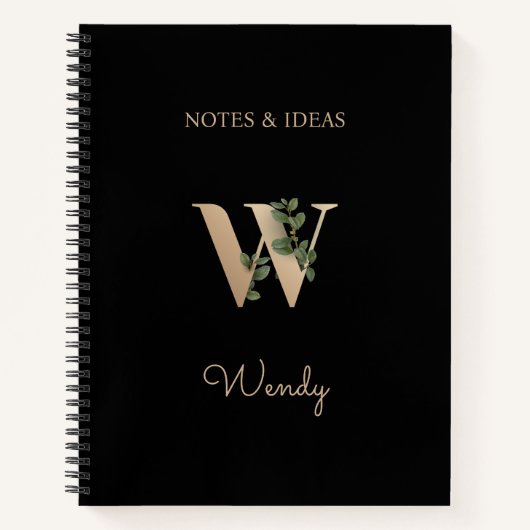 Eleganter Botanischer Monogramm-Brief W Notizblock (Vorderseite)