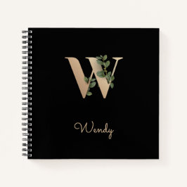 Eleganter Botanischer Monogramm-Brief W Notizblock