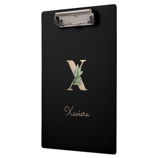 Eleganter Botanischer Monogramm-Brief X Klemmbrett (Links)