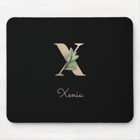 Eleganter Botanischer Monogramm-Brief X Mousepad (Vorne)