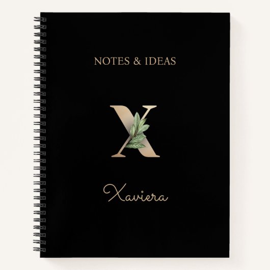 Eleganter Botanischer Monogramm-Brief X Notizblock (Vorderseite)