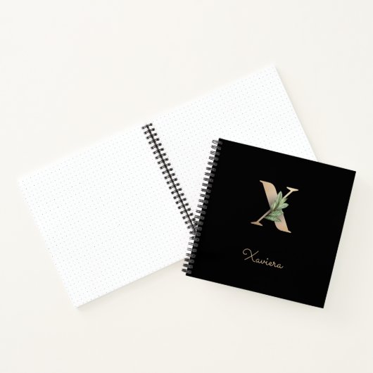 Eleganter Botanischer Monogramm-Brief X Notizblock (Innenseite)