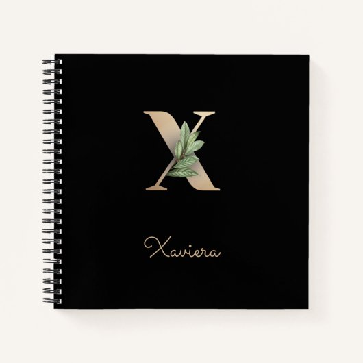 Eleganter Botanischer Monogramm-Brief X Notizblock (Vorderseite)