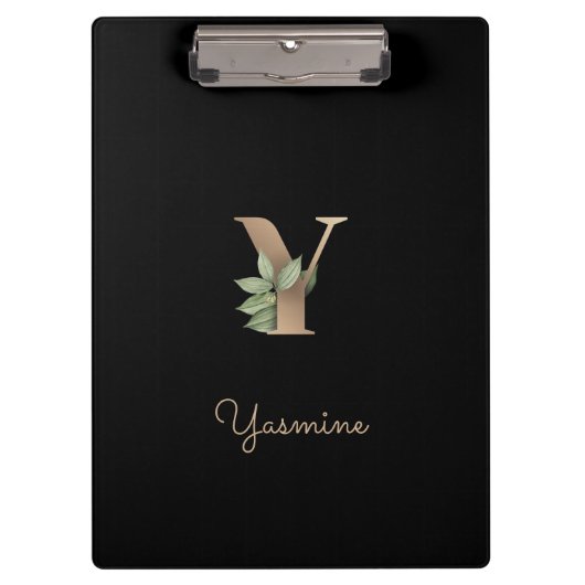 Eleganter Botanischer Monogramm-Brief Y Klemmbrett (Vorderseite)