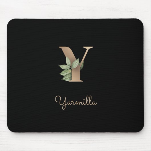 Eleganter Botanischer Monogramm-Brief Y Mousepad (Vorne)