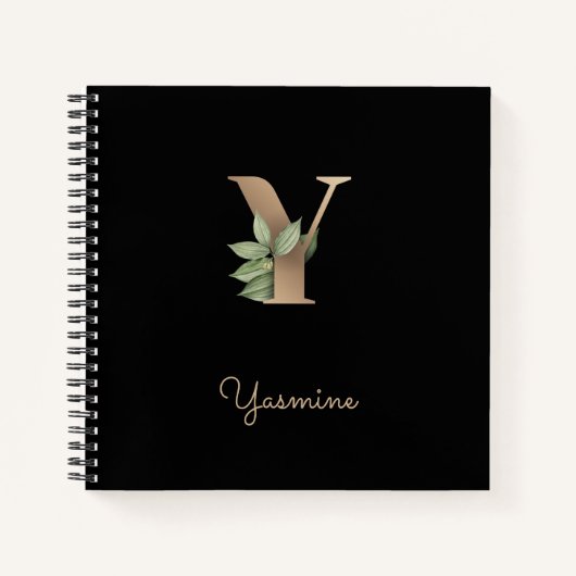 Eleganter Botanischer Monogramm-Brief Y Notizblock (Vorderseite)