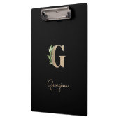 Eleganter Botanischer Monogramm-Buchstabe G Klemmbrett (Links)