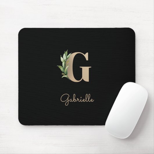 Eleganter Botanischer Monogramm-Buchstabe G Mousepad (Mit Mouse)