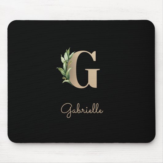 Eleganter Botanischer Monogramm-Buchstabe G Mousepad (Vorne)