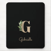 Eleganter Botanischer Monogramm-Buchstabe G Mousepad (Vorne)