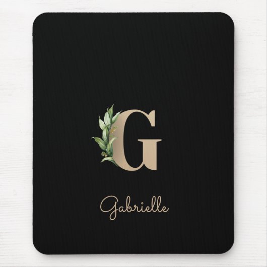 Eleganter Botanischer Monogramm-Buchstabe G Mousepad (Vorne)