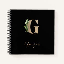 Eleganter Botanischer Monogramm-Buchstabe G Notizblock