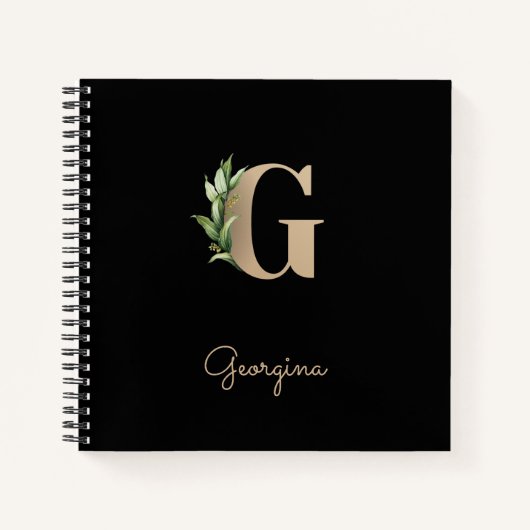 Eleganter Botanischer Monogramm-Buchstabe G Notizblock (Vorderseite)