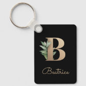 Eleganter Botanischer Monogramm-Gold-Letter-B-Schl Schlüsselanhänger (Vorderseite)