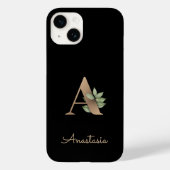 Eleganter Botanischer Monogramm-Goldbrief A Case-Mate iPhone Hülle (Rückseite)