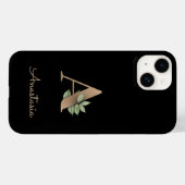 Eleganter Botanischer Monogramm-Goldbrief A Case-Mate iPhone Hülle (Rückseite (Horizontal))