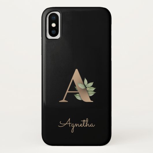 Eleganter Botanischer Monogramm-Goldbrief A Case-Mate iPhone Hülle (Rückseite)