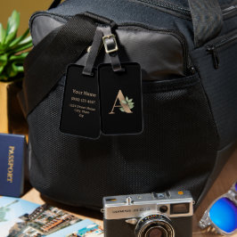 Eleganter Botanischer Monogramm-Goldbrief A Gepäckanhänger
