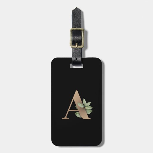 Eleganter Botanischer Monogramm-Goldbrief A Gepäckanhänger (Vorderseite vertikal)