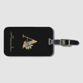 Eleganter Botanischer Monogramm-Goldbrief A Gepäckanhänger (Vorderseite (Horizontal))