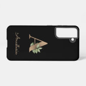 Eleganter Botanischer Monogramm-Goldbrief A Samsung Galaxy Hülle (Rückseite (Horizontal))