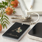 Eleganter Botanischer Monogramm-Goldbrief A Schlüsselanhänger (Vorderseite rechts)