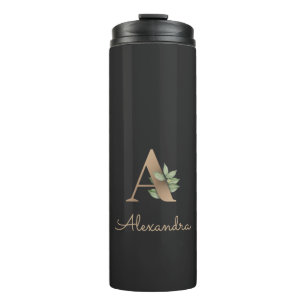 Eleganter Botanischer Monogramm-Goldbrief A Thermosbecher