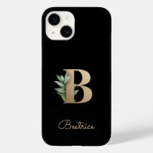 Eleganter Botanischer Monogramm-Goldbrief B Case-Mate iPhone Hülle (Rückseite)