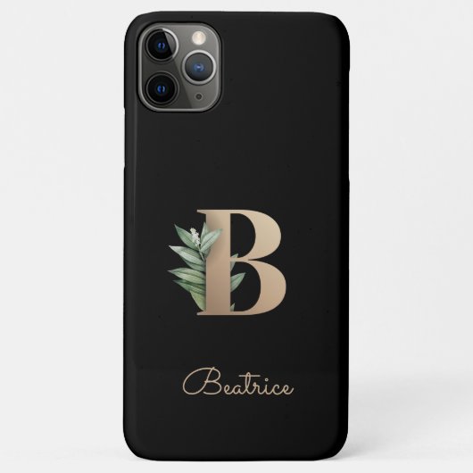 Eleganter Botanischer Monogramm-Goldbrief B Case-Mate iPhone Hülle (Rückseite)