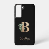Eleganter Botanischer Monogramm-Goldbrief B Samsung Galaxy Hülle (Rückseite)