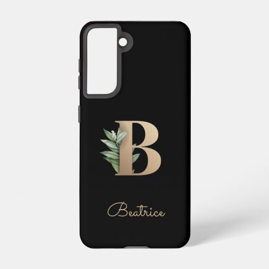Eleganter Botanischer Monogramm-Goldbrief B Samsung Galaxy Hülle (Rückseite)