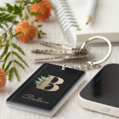 Eleganter Botanischer Monogramm-Goldbrief B Schlüsselanhänger (Vorderseite rechts)