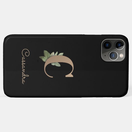 Eleganter Botanischer Monogramm-Goldbrief C Case-Mate iPhone Hülle (Rückseite (Horizontal))