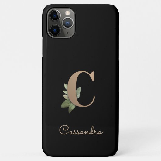 Eleganter Botanischer Monogramm-Goldbrief C Case-Mate iPhone Hülle (Rückseite)