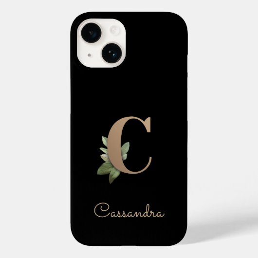 Eleganter Botanischer Monogramm-Goldbrief C Case-Mate iPhone Hülle (Rückseite)