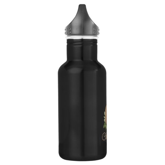 Eleganter Botanischer Monogramm-Goldbrief C Edelstahlflasche (Links)