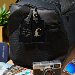Eleganter Botanischer Monogramm-Goldbrief C Gepäckanhänger