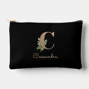 Eleganter Botanischer Monogramm-Goldbrief C Zubehörtasche