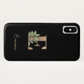 Eleganter Botanischer Monogramm-Goldbrief E Case-Mate iPhone Hülle (Rückseite (Horizontal))