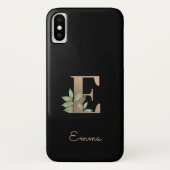 Eleganter Botanischer Monogramm-Goldbrief E Case-Mate iPhone Hülle (Rückseite)