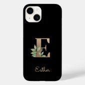 Eleganter Botanischer Monogramm-Goldbrief E Case-Mate iPhone Hülle (Rückseite)