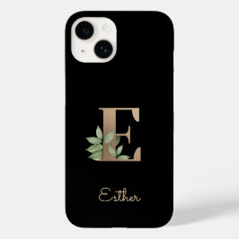 Eleganter Botanischer Monogramm-Goldbrief E Case-Mate iPhone 14 Hülle
