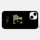 Eleganter Botanischer Monogramm-Goldbrief E Case-Mate iPhone Hülle (Rückseite (Horizontal))