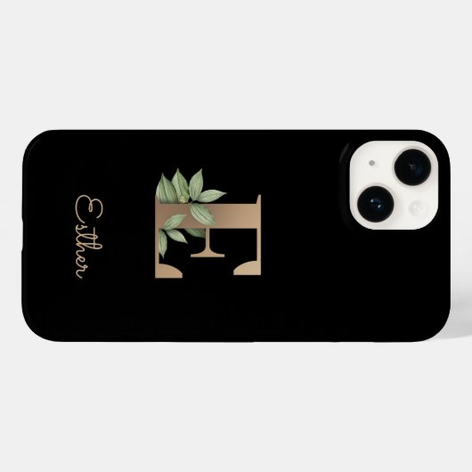Eleganter Botanischer Monogramm-Goldbrief E Case-Mate iPhone Hülle (Rückseite (Horizontal))