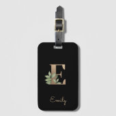 Eleganter Botanischer Monogramm-Goldbrief E Gepäckanhänger (Vorderseite Vertikal)