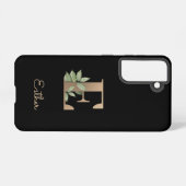 Eleganter Botanischer Monogramm-Goldbrief E Samsung Galaxy Hülle (Rückseite (Horizontal))