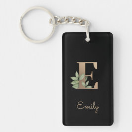 Eleganter Botanischer Monogramm-Goldbrief E Schlüsselanhänger