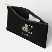 Eleganter Botanischer Monogramm-Goldbrief E Zubehörtasche (Offen)